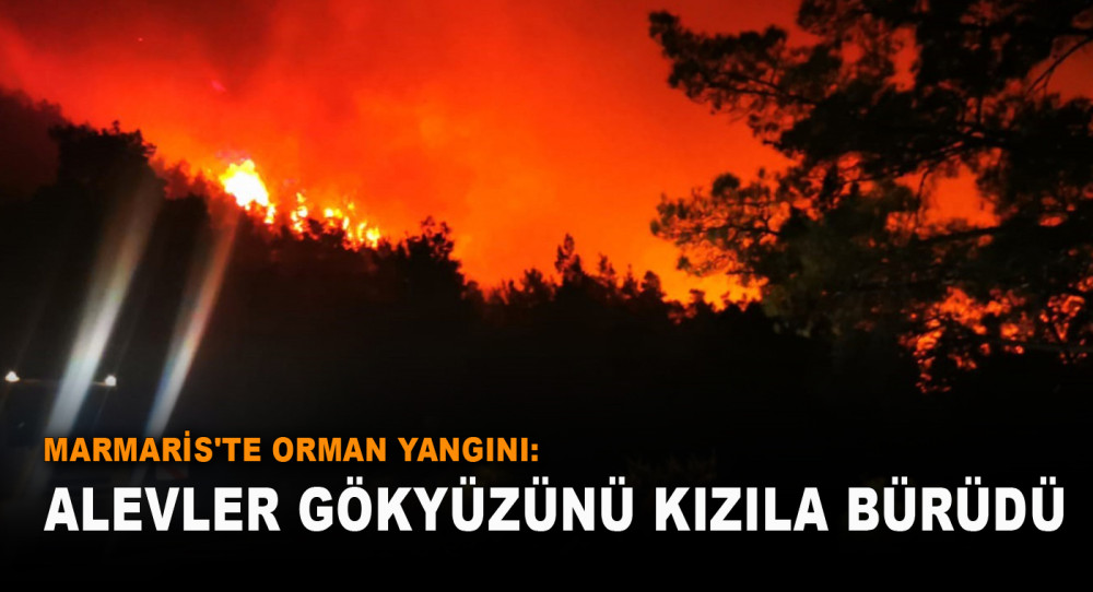 Marmaris'te orman yangını: Alevler gökyüzünü kızıla bürüdü